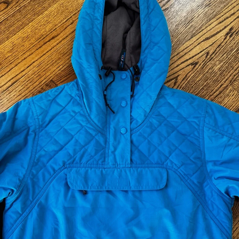 LL‎ BEAN Size S petite Vintage Blue Hooded Parka Coat Jacket CR27 missing fur